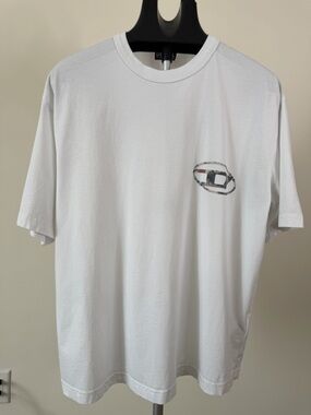 Diesel White Short Sleeve Tee with Graphic